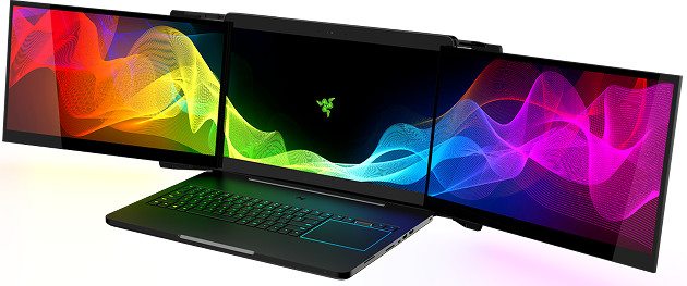 Razer introduced a laptop with 3 screen and projector Chroma. Photo and video