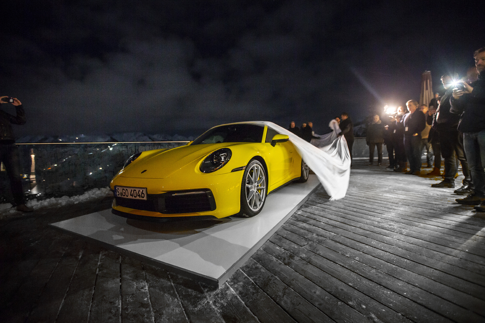 The company demonstrated a new Porshe 911th model in the Alps