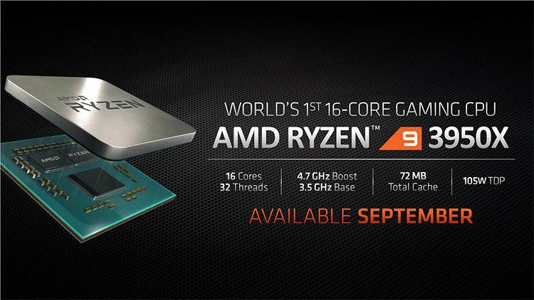 AMD официально представила 16-ядерный Ryzen 9 3950X
