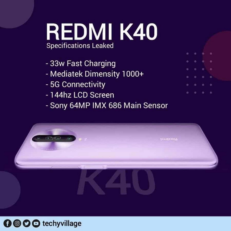 Телефон Redmi K40 може отримати процесор Dimensity 1000+ і 64-мегапіксельна камера