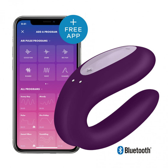 Satisfyer Double Joy Purple - вибратор для пары с управлением через смартфон