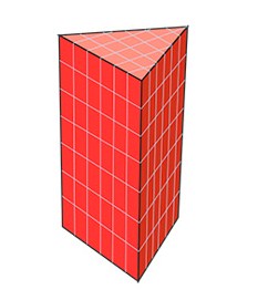 Площа повної поверхні призми дорівнює сумі площі її бічної поверхні і подвоєної площі підстави.  Формула площі поверхні трикутної призми: