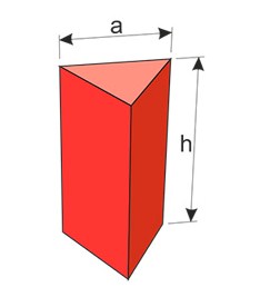 Розміри призми можна виразити через довжину сторони a і висоту h .