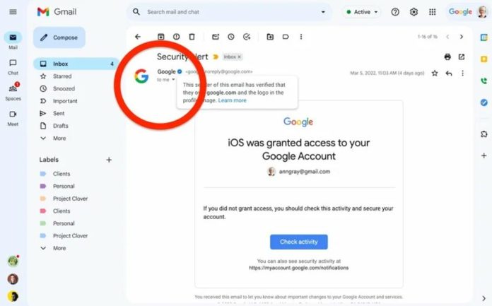 В почте Gmail с’появятся синие галочки: