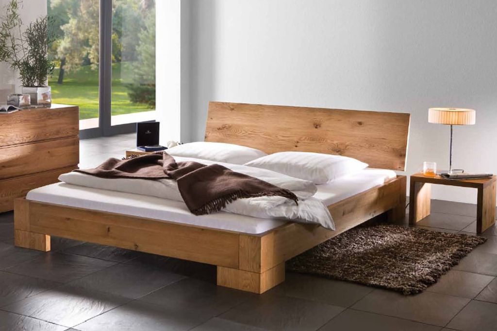 wooden bed made of solid oak